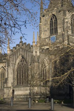 Cathedral Clock Tower and Window ©Shutterstock /Ms Deborah Waters Sheffield Cathedral clock tower and window