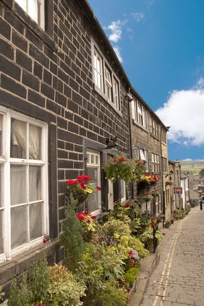 Terrace of Old Mill Cottages in Haworth, Yorkshire