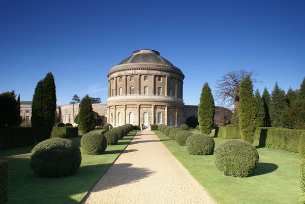 Formal Garden with path leading to Rotunda at Ickworth