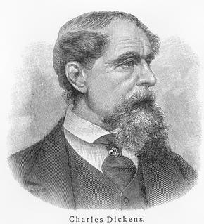 Black and White print of portrait of Charles Dickens