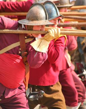 Soldiers re-enacting the Civil War