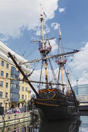 Sailing Ship - Francis Drake's Golden Hind docked in London