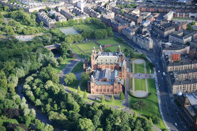 Aerial View of Kelvingrove Park and Museum