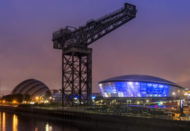 Finnieston Crane, SSE Hydro and River Clyde at Night