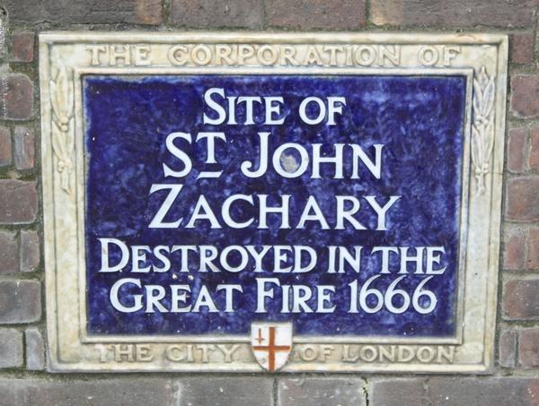 Sign showing the site of St John Zachary