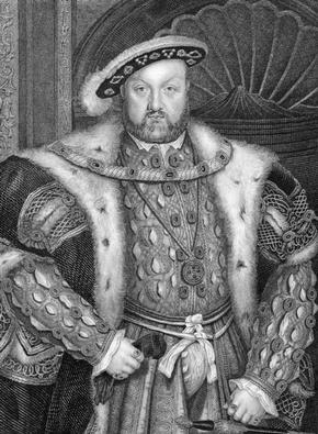 Black and white print of a portrait of King Henry VIII