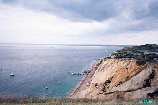 Alum Bay looking towards the Needles.
