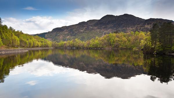 Loch Katrine with mountains in the distance