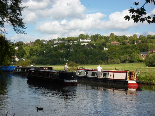 Narrow boats on the River Wey