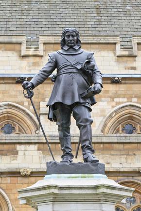 Statue of Oliver Cromwell in front of the Palace of Westminster, London