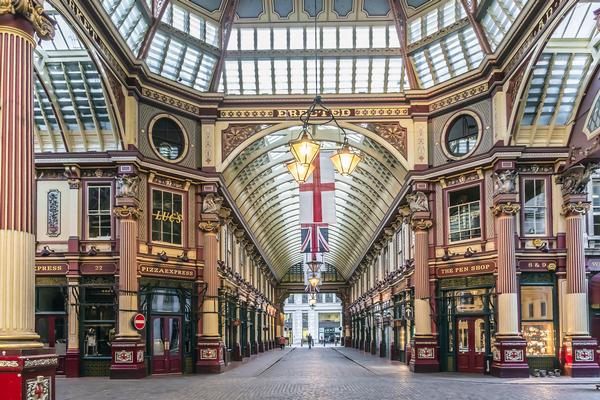 Interior of Leadenhall Market - Diagon Alley in the Harry Potter films.