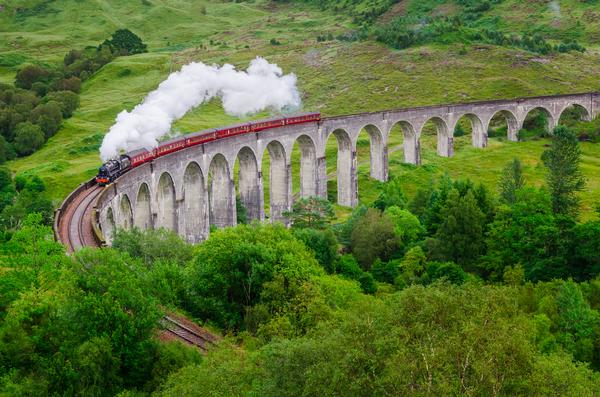 The Glenfinnan Viaduct, Scotland, as featured in the Harry Potter films.