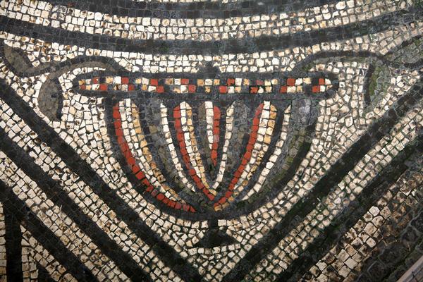 Roman Mosaic of a vase at Bignor Roman Villa, Sussex