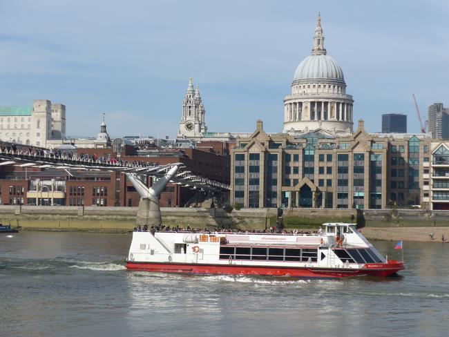 City Cruise passing St Pauls Cathedral and The Millennium Bridge