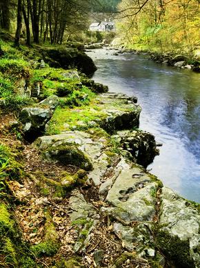 Betws-y-coed River Gorge in the snowdonia national park wales