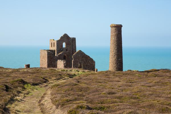 Cornwall coast and old tin mine England UK near St Agnes Beacon on the South West Coast Path known as Wheal Coates