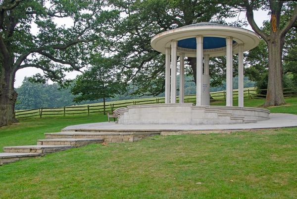 The Magna Carta Memorial on the lower slopes of Coopers Hill at Runnymede