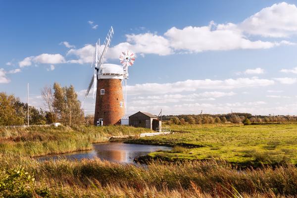 Horsey wind pump, Norfolk in United Kingdom.