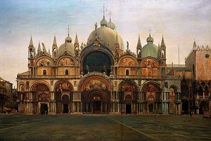 J W Bunney, Western Fa�ade of the Basilica of San Marco, Venice, 1877-1822. From the Ruskin Collection at the Millennium Gallery. Courtesy the Guild of St George and Museums Sheffield
