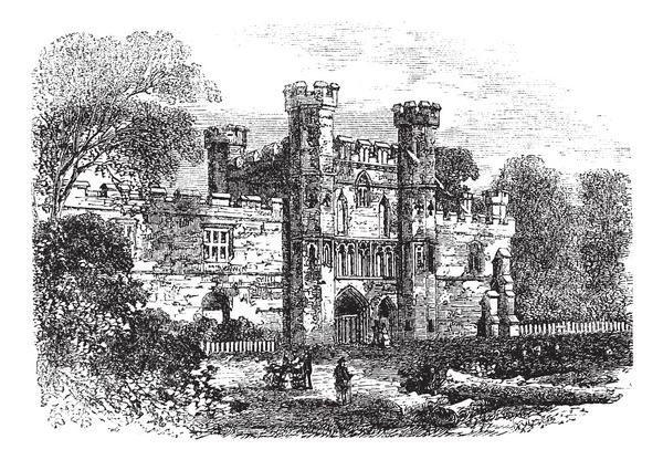Old engraving of the ruins of Battle Abbey