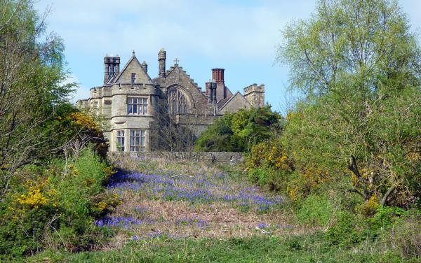 View of Battle Abbey through the garden