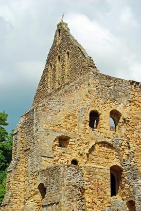 Closeup of Battle Abbey Ruins on a sunny day