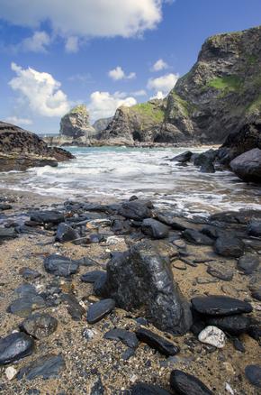 View of the beach at Bedruthan Steps