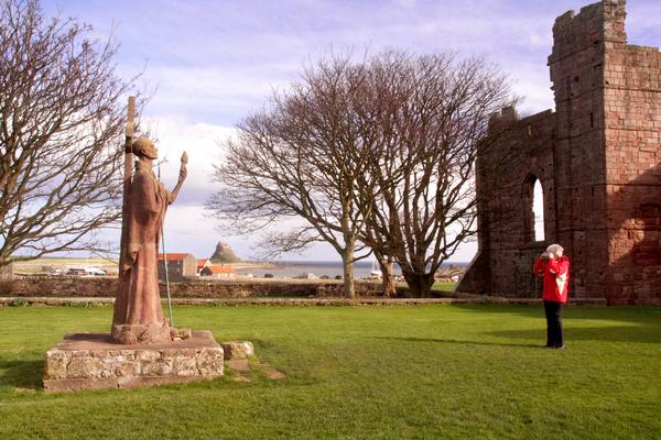 Statue in the grounds of Lindisfarne Priory