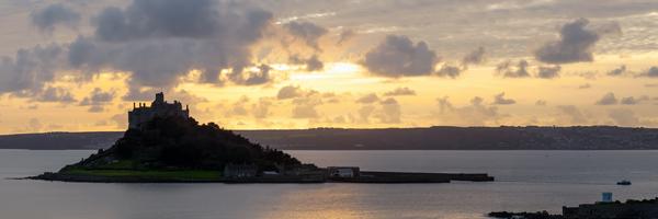 St Michaels Mount and Marazion at sunset