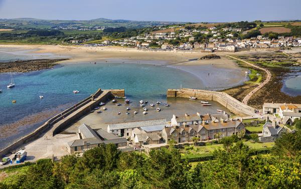 View of causeway and mainland coast from St Michael's Mount
