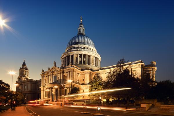 © Shutterstock / r.nagy St Paul's Cathedral illuminated at night, with light trails of passing traffic