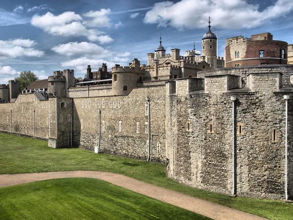 Moat and exterior walls at the Tower of London