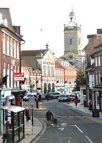 Blandford centre with church &copy; David Oakley-Hill