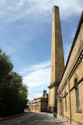 Side view of old Mill and Chimney in Saltaire, Yorkshire