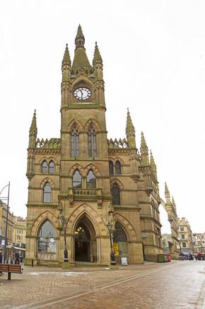 The splendid Gothic Wool Exchange building in Bradford, West Yorkshire