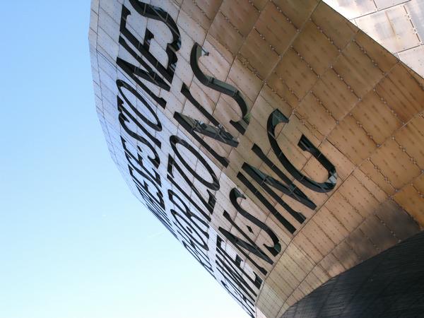 Detail view of Mermaid Quay in Cardiff Bay