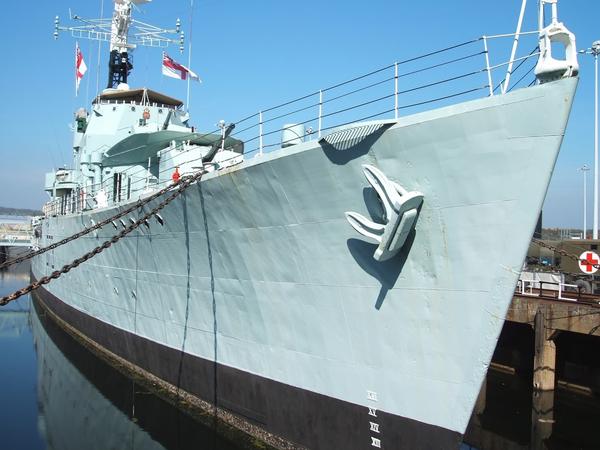 Closeup of Naval Destroyer in Chatham Dockyard
