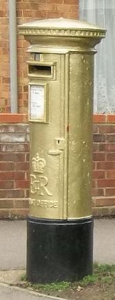 Laura Trott's Gold Post Box in Cheshunt