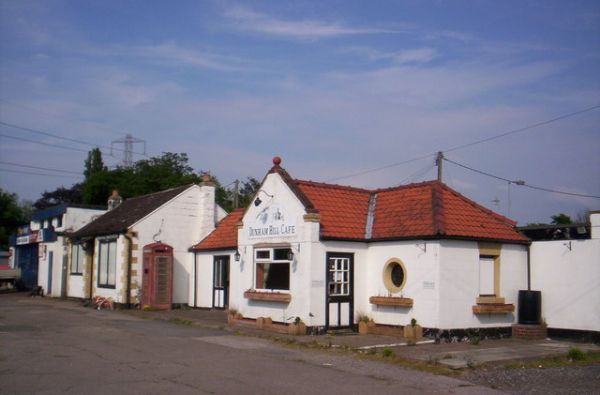 Dunham Hill cafe and filling station on the A56.