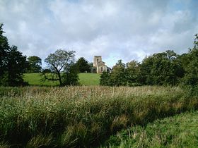 Fawsley church from lakes &copy; Jim Payler