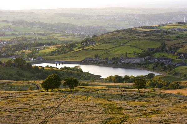 Reservoir in the heart of Bronte Country in hazy sunlight