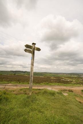 Signpost on Penistone Hill nr Haworth in Bronte country