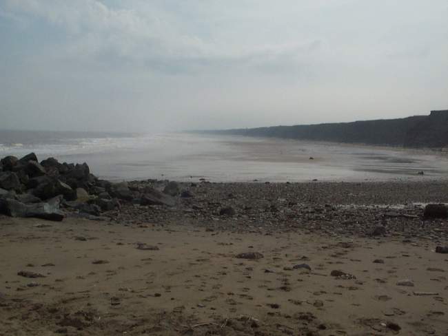 Hornsea, South Beach. &copy; Sandra Lemonsand Ed The Wonder Dog!