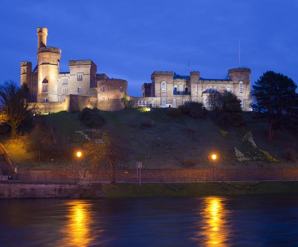 Floodlit view of Inverness Castle