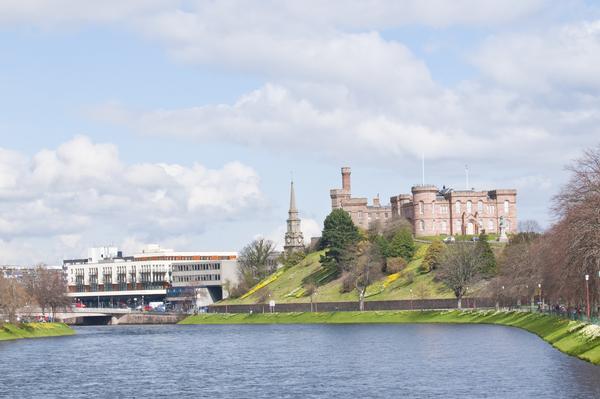 View along the river Ness toward Inverness Castle