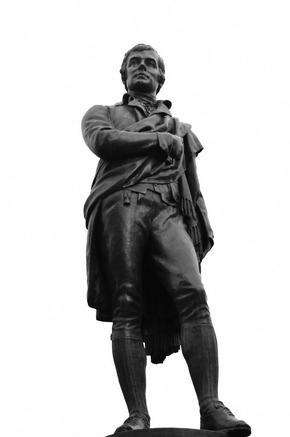 The statue of the poet Rabbie Burns