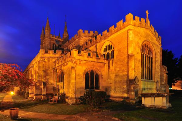 St Nicolas Church at sunset in Newbury, West Berks
