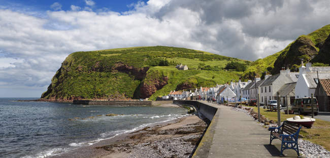 Pennan with Black Hill sea cliff