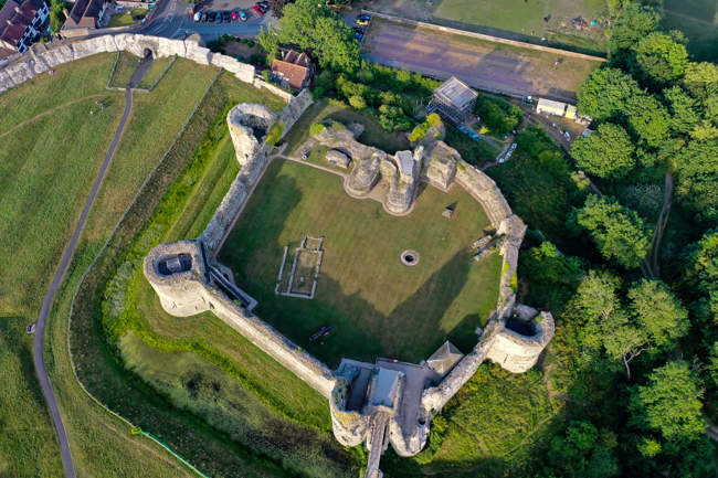 Aerial view of Pevensey Castle