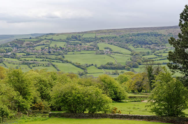 View across the River Esk valley of the village of Sleights